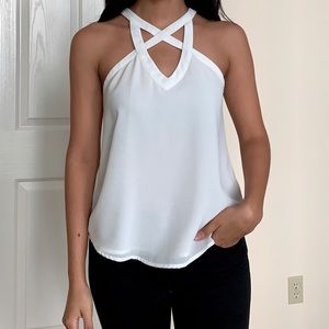Halter blouse with unique neckline detail